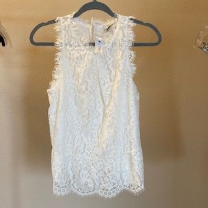 NWT JOIE MARINETH LACE SLEEVELESS TOP RAW EDGES CREAM S  BUSINESS CASUAL